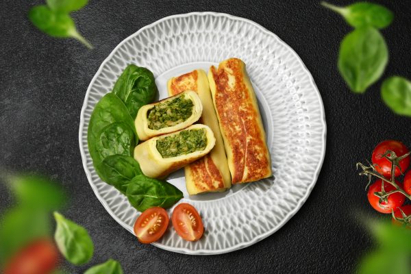 палачинки със сьомга и спанак